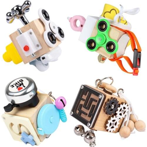 Wooden Busy Board Montessori Unlock Toy Essential Educational Sensory Board For Toddlers Busyboard Intelligence Educational