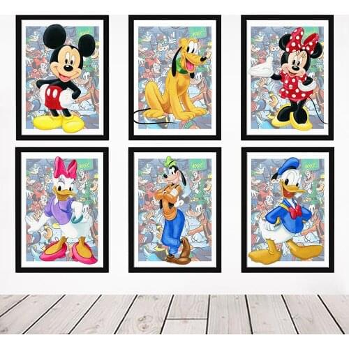 Nursery Wall Art Decor Disney Cartoon Donald Duck Posters Mickey Mouse Canvas Painting Print Picture Kids Room Home Decoration