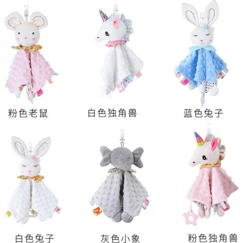 Baby Plush Stuffed Toys Security Tag Cute Stuffed Animal Blanket Comforter r Bunny Soothe Appease Towel Newborn Baby Shower Gift