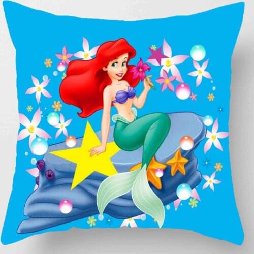 Disney Moana Moana Princess Mermaid Snow White Series Design Cartoon Pillowcase Bed Sofa Supplies Lovely Decoration 45x45cm