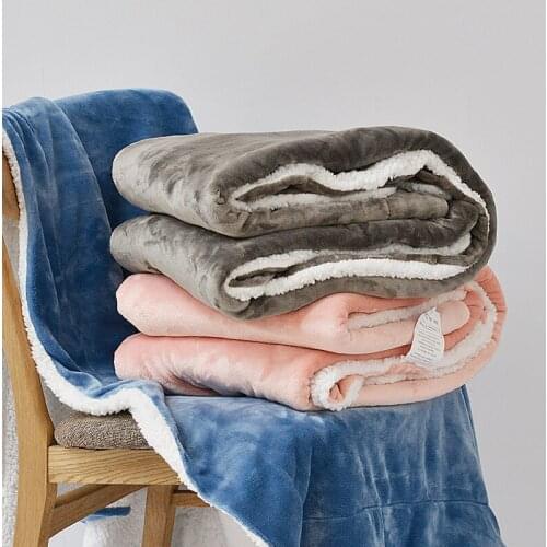 Flannel Blanket Winter Cashmere Blankets Thick double-layer Wool Throw Blanket Blanket Sofa Bed Cover For Beds