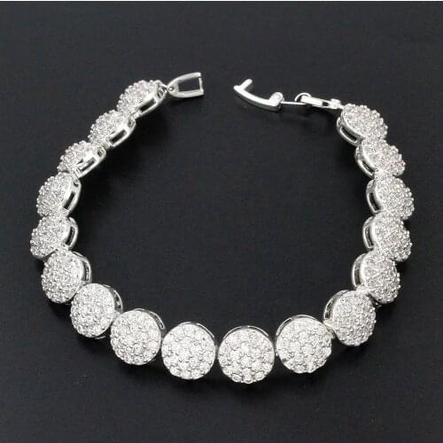 Hermosa Shiny Round WhiteTopaz Bracelet 18cm/16cm Bracelets For Women HS0079B Party Fashion Jewelry