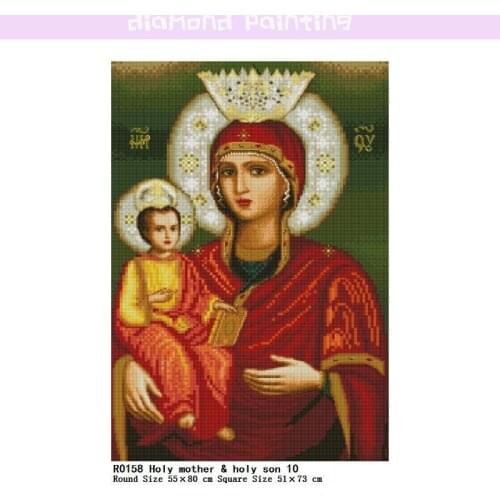 Holy Mother & Holy Son Square Round Diamond Complete Painting Diamond Cross Stitch Kit Diamonds Embroidery Drill Home Decor Sets