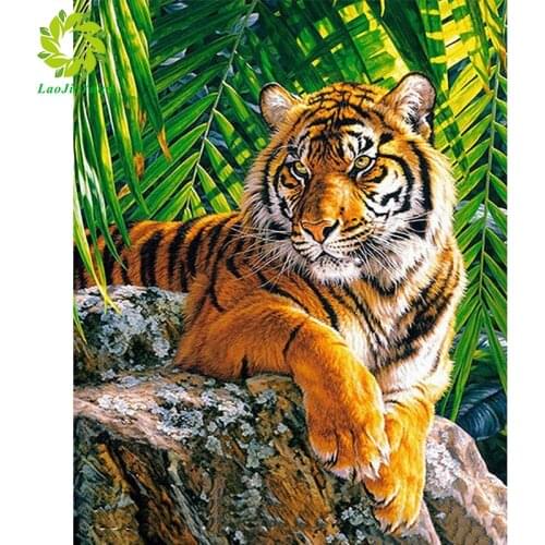 LaoJieYuan Full Square/Round Drill 5D DIY Diamond Painting Tiger Embroidery Cross Stitch 3D Home Decor Christmas Gift
