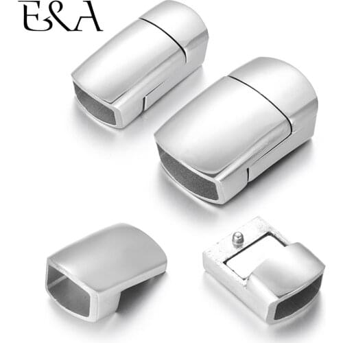 Stainless Steel Magnetic Clasp Hole 8*5mm 12*6mm Leather Cord Clasps Bracelet Magnet Buckle DIY Jewelry Making Parts Supplies