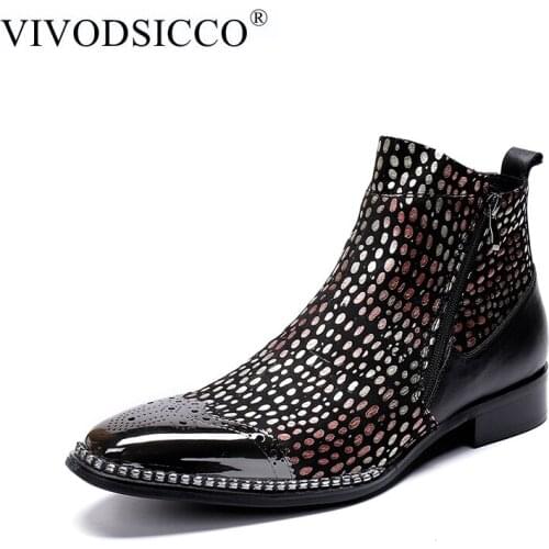 VIVODSICCO Fashion Punk Rock Fashion Shoes Mens Ankle Boots Zip British Style Casual Shoes Men Motorcycle Male Boots Chaussure