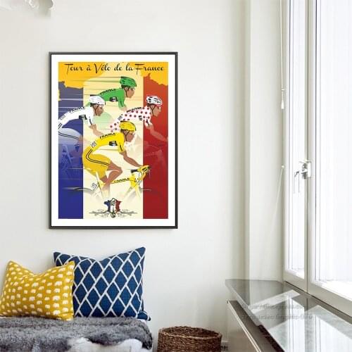 Cartoon Poster Modern France Cycling Race Canvas Painting Wall Art Pictures For Living Room Modern Home Decor Prins On The Wall