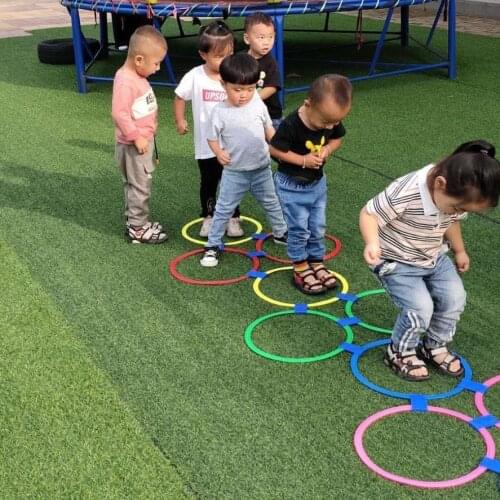 Childrens Lattice Jump Ring Set Game Toys with 10 Hoops 10 Connectors Outdoor Garden Park Play Fitness Equipment Sports Toys