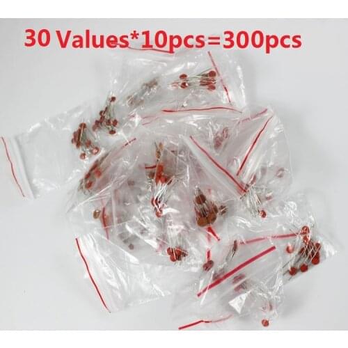 Ceramic capacitor kit 30 Values*10pcs=300pcs 2pf to 0.1uf 50V Assortment pack Assorted kit set 103 104 100P 472 22P 30P 220P