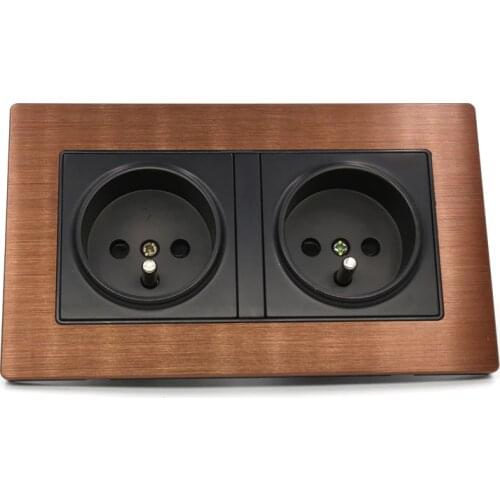 ONE pcs FT-SWS Double Rhodium Schuko Wall Socket with 24K gold plated Phosphor Bronze