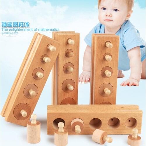 OUY Wooden Import Elm Early Childhood Intelligence Sensory Training Puzzle Home Edition Cylindrical Socket Toy
