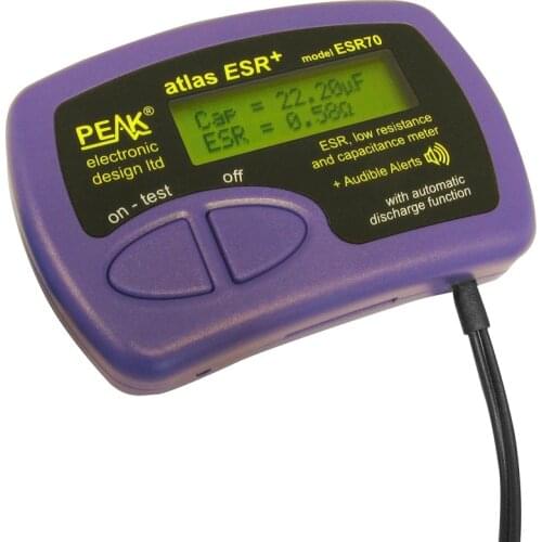 PEAK ELECTRONIC ESR70 ESR Meter, Capacitor, Atlas ESR+, 0.00 Ohms to 40.0 Ohms, 1uF to 22000uF