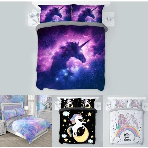 Unicorn Bed Cover 135 Kids Cute Duvet Cover Single Double Bed Set 2 People Quilt Cover 160x200 Bedclothes