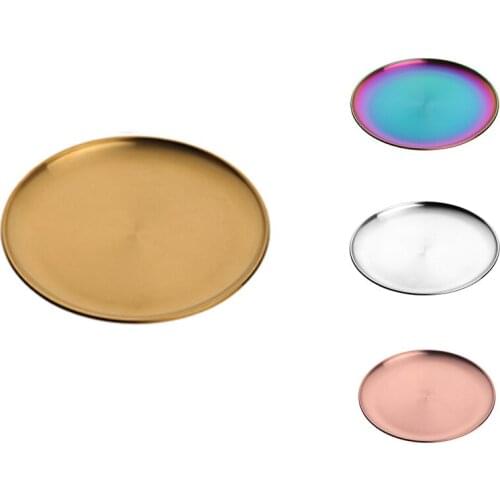 Stainless Steel Tableware Dinner Plate Food Container Salad Dessert Fruit Services Dish Western Steak Tray