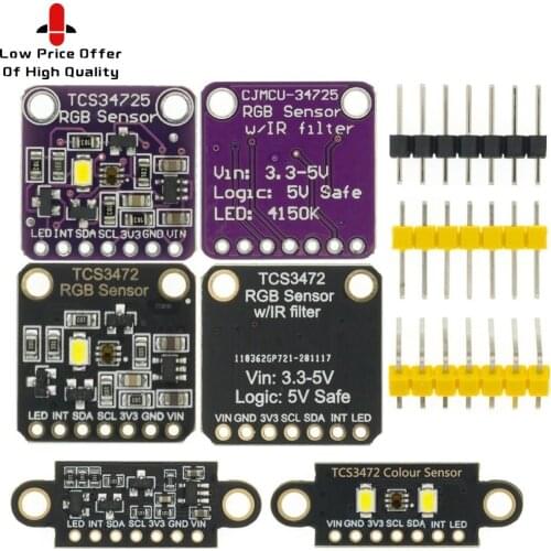 TCS34725 Low Power IR Blocking Filter RGB Light Color Sensor Recognition Diy Kit Electronic PCB Board For Arduino Programmable
