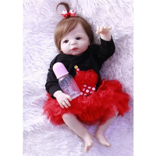 Dollmai 55cm Real Baby Doll Reborn Silicone Vinyl Full Body 22 Inch Newborn Babies Alive Dolls With Dress Kids Birthday Gift