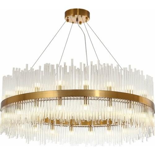 Luxury Lustre Gold Pendant Light Led G9 Luminaires Fixtures Hanging Lamp Living Room Led Pendant Lamp Glass Tubes Suspend Lamp