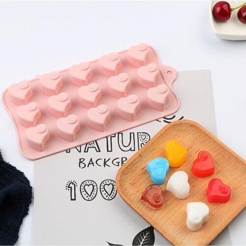 Silicone Heart-Shaped Chocolate Mold Cloth 15 Even Cake Mold Jelly Ice Tray DIY Baking Tool Silicone Molds For Baking