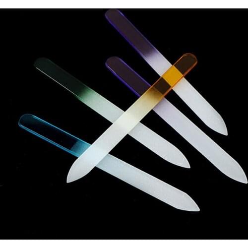 Glass Professional Manicure Nail Care Czech Glass File Durable Crystal Buffer Nail Art FilesTools with Case Gradient Mix Color