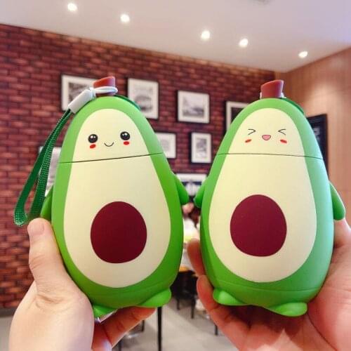 Avocado Glass Double Layer Water Bottle BPA Free Cartoon Cute Glass Vacuum Cup Mug Portable Student Simple Fresh Mori Cute Cup
