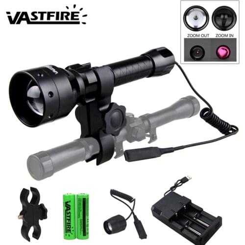 Tactical Weapon Lights Zoomable Adjustable Infrared Radiation Flashlight Black 850nm IR Night Vision illuminator Night Hunting