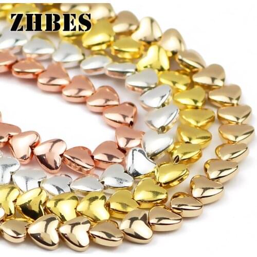 ZHBES 6mm/75pcs Natural Stone Peach heart Hematite Love heart Spacer Loose Beads For Jewelry Making Bracelets DIY Accessories