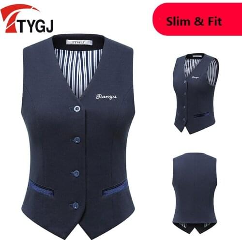 Women Sleeveless Uniform Golf Vest Waistcoat V Neck Slim Vest Jackets British Style Button Down Golf Apparel D0801