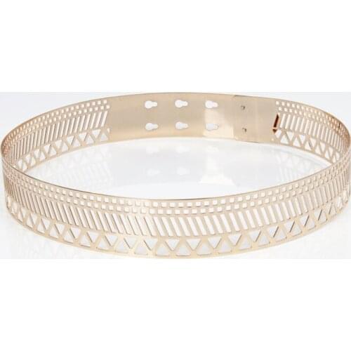 Women Punk Full Metal Mirror skinny Waist Belt 2019 Metallic Gold Plate 3cm Wide Chains Lady ceinture sashes for dresses RT25