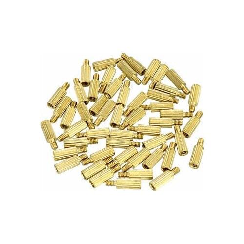 100pcs M2 7+3mm Female Male Thread Brass Round Standoff Spacer Screw PCB Pillar