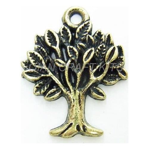 100pcs mix color antique silve and bronze wishing tree zinc alloy pendant charm drops for diy lead and nickle free