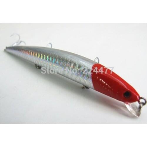 12.5cm/13.5g White Color With Red Head Minnow Bait Floating Type Big Lure