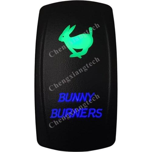 12v/24v Waterproof Marine Grade Boat Car 5P SPST ON-OFF Up Green & Down Blue Led Light Rocker Toggle Switch Bunny Burners