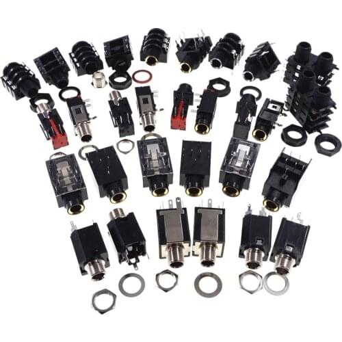 2 PCS 1/4" 6.35 mm Audio Jack Microphone Guitar Headphone Power amplifier Female PCB socket Mono Stereo Connector Receptacle