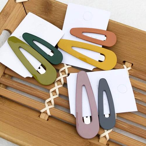 2PCS/Set Waterdrop Candy Color Hair Clips For Women Girls Hairpin Acrylic Hairclips BB Clip Fashion Solid color Hair Accessories