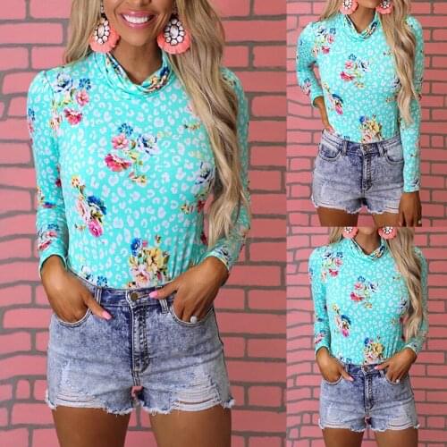 2021 New Casual Fashion Classic Plus Size Womens Printed High-neck Loose Tie-dye T-shirt Long Sleeve Summer Tops for Women