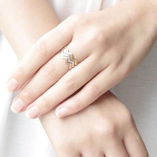 3 pieces/corrugated ring wave ring fashion casual zigzag band ring ladies girl simple ring gift 3 colors