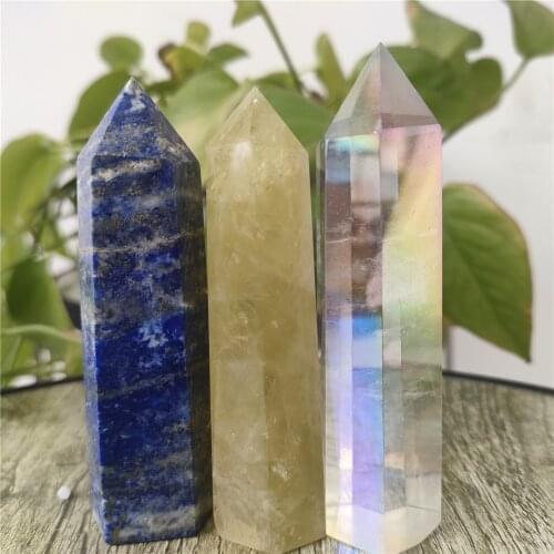 3pcs Drop shipping Natural lapis lazuli Crystal Obelisk Citrine Quartz Crystal Wand Point Healing Stones Tower Aura Melting