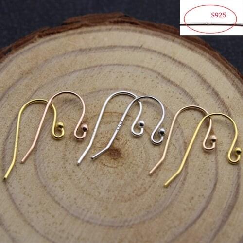 4pcs Real 925 Sterling Silve Earring Hooks Findings Ear Wire Clasp Fit DIY Jewelry Making Accessories Earring Jewelry Findings