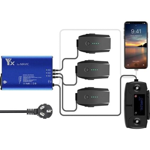 5 in 1 Fast Intelligent Multi Battery Charger Hub for DJI Mavic Pro Platinum Drone Accessories With Battery Charging Cable