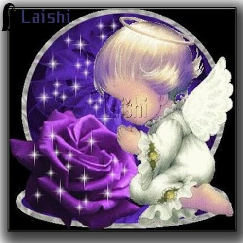 5D Diamond Painting Baby Angel Rose flower Full Square Rhinestone Picture Hand embroidery Sale Diamond Mosaic Home Decor Gift