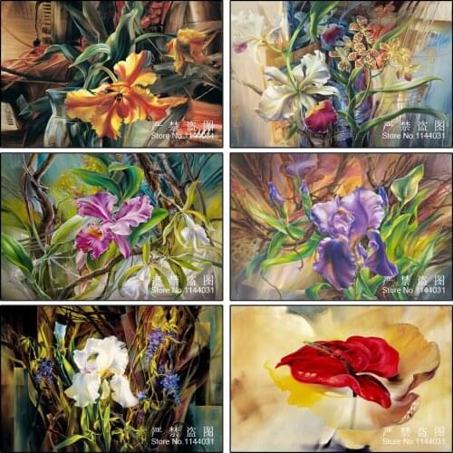 5D DIY Diamond Painting Cross Stitch Kits Diamond Embroidery Flower Diamond Mosaic Painting Wall Picture Home Decor