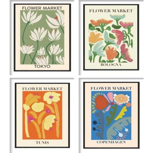 5D diy diamond painting flower plant full diamond inlaid Tunisia Tokyo Copenhagen Bologna poster cross stitch kit home decor