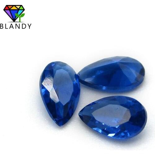 Free Shipping 3x5mm~13x18mm Pear Shape Brilliant Cut #113 Blue Stone Synthetic Gems for Jewelry