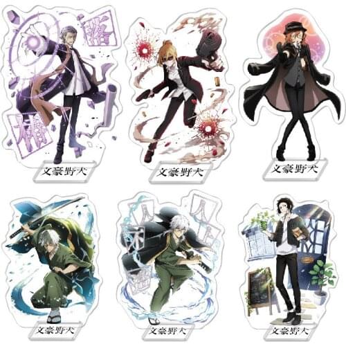 Keychain Woman Bungo Stray Dogs Key Chain Men Acrylic Standing Anime Model Cute Cartoon Dazai Osamu Nakajima Atsushi Llaveros