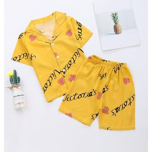 Kids Pajama Sets for Boys Girls 2-6T Cotton Outfits Set Short Sleeve Blouse Tops+Shorts 2021 New Fashion Sleepwear Pajamas Soft