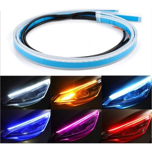 2PCS DRL Daytime Running Lights 30CM/45CM/60CM Ultra-Thin Guide Lamp Flexible Strip Car Turn Signal Lamp Flowing Waterproof