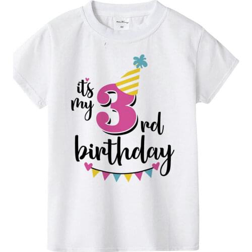 Girl Tee Tops Summer Kids T-shirts Baby Boy T Shirt Clothes Short Sleeve Birthday Boy Outfit 1st Party Funny Children