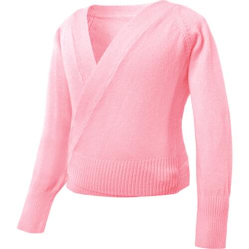 Gymnastics Leotards for Girls Autumn Winter Girl Long Sleeve Warm Wrap Sweater Tops Kids Ballet Waist Belt