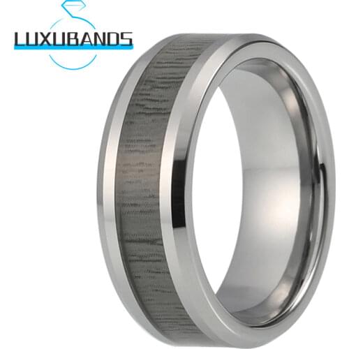 Tungsten Carbide Ring 8MM Blue Offset Line Black Inner Brushed Finished For Men Wemen Comfort Fit