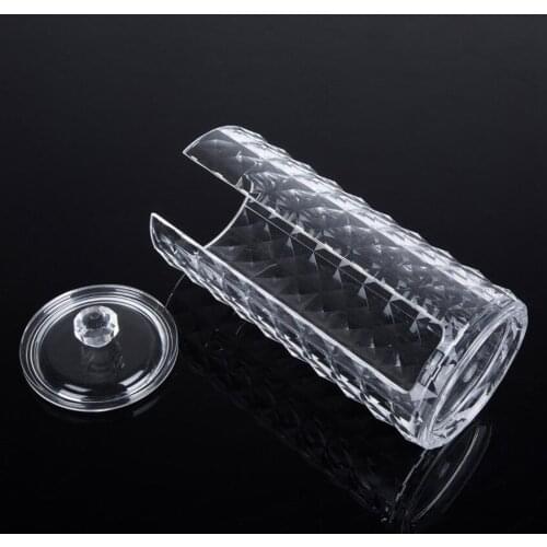 Cotton Storage Box Makeup Organizer Transparent Diamond Pattern Acrylic Bathroom Cotton Pad Holder Dustproof